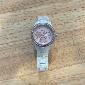 Fossil Pearl White and Rose Gold Watch